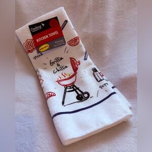 Kitchen Towel - White with Red and Black Grill Design
